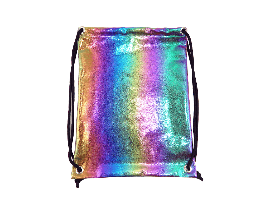 iridescent colorful metallic gym bag