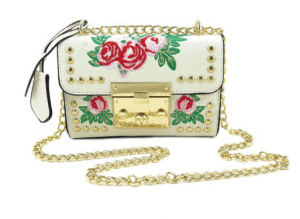 Rose embroidery cross body bag
