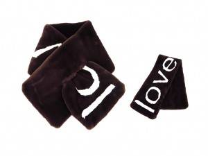 Fashion faux fur winter scarf with letter “love”