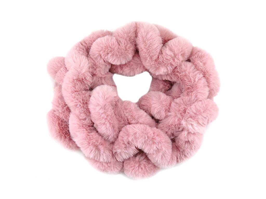 Fashion pastel pink faux fur winter scarf