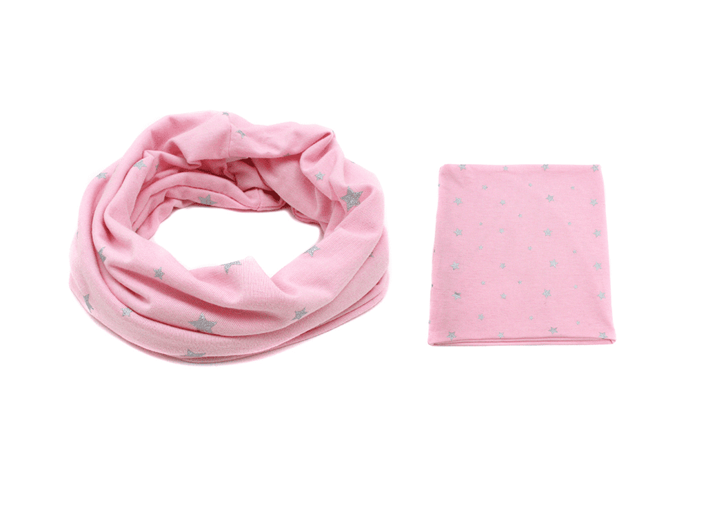 PINK KIDS SCARF WITH SILVER STAMP