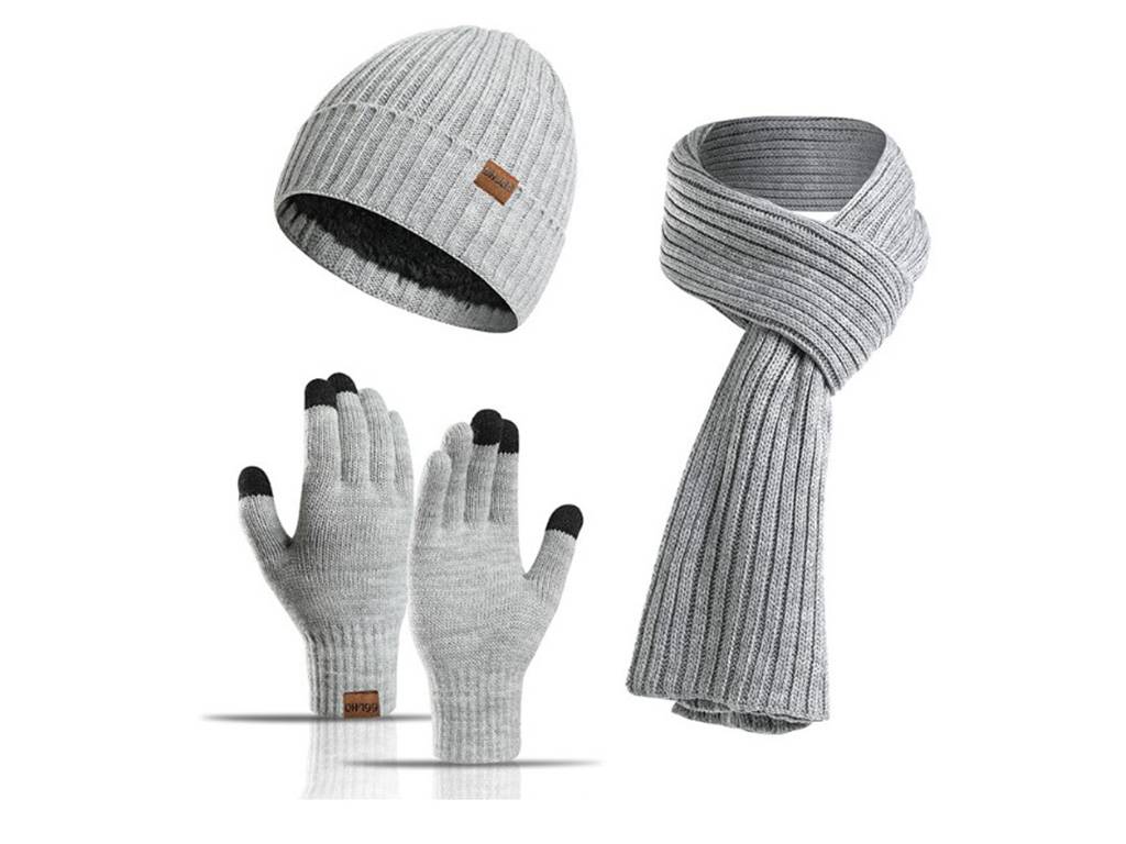 3pcs/Set winter knitted thick Neck bib hat gloves Featured Image