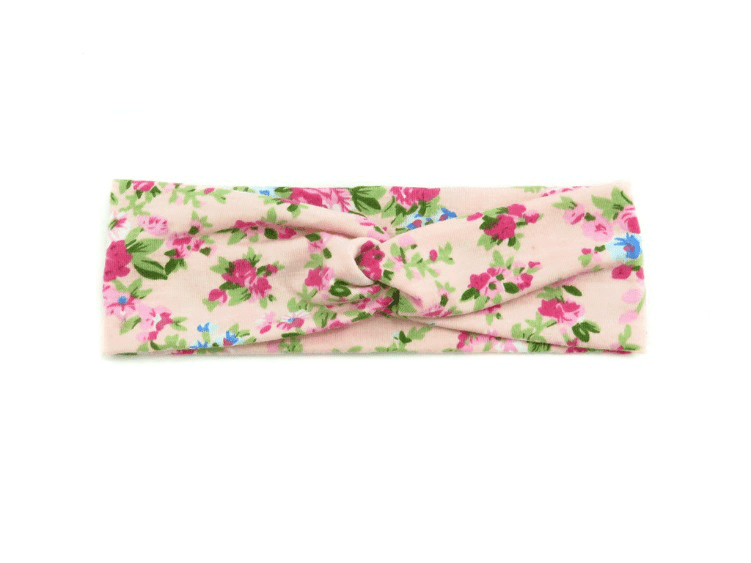 pink floral jersey hair band