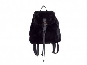 Faux fur backpack in black color