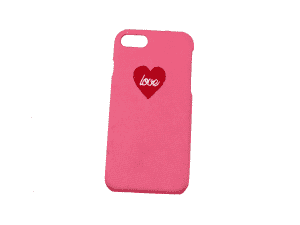 Phone case with “love” print