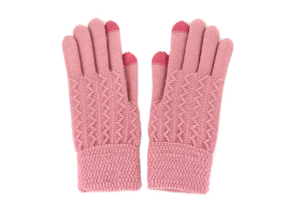Soft cozy pink zig zag winter glove