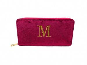 “M” embroidery velvet lady wallet
