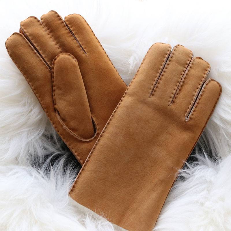Classical handsewn double faced sheep shearling gloves for men Featured Image
