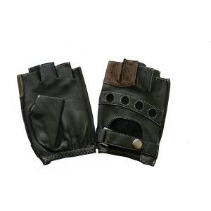 Half fingered/fingerless driving fashion deerskin gloves