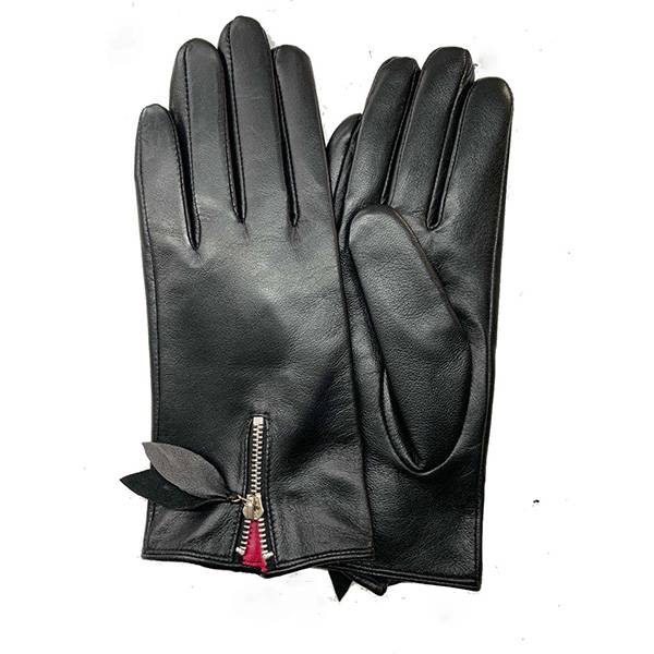 Ladies sheep leather gloves with zipper on back Featured Image