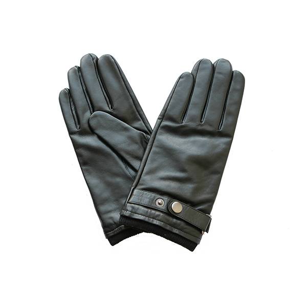 Men lamb/sheep leather cashemere lined gloves with natural black Featured Image