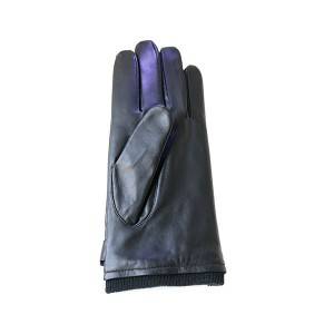 Men lamb/sheep leather cashemere lined gloves with natural black