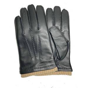 Men lamb/sheep leather fleece lined winter gloves with handsewn