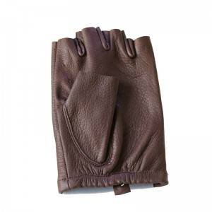 Fingerless driving fashion deerskin gloves with three points