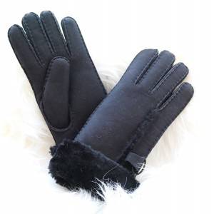 Ladies handmade whole sheepskin gloves with a buckle Feature