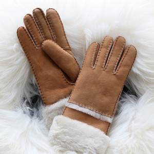 Ldies Genuine suede Lambskin gloves featuring with touch screen fingers