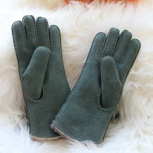 Handmade ladies double faced sheepskin gloves with open end cuff