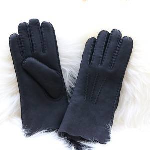 Ladies handmade merino sheep shearling gloves feature waving cuff