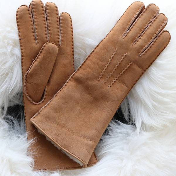 long style Ladies handmade Merino sheep shearling gloves  Featured Image