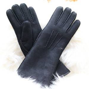 long style Ladies handmade Merino sheep shearling gloves 