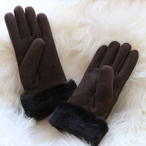 Plain and Classical merino sheepskin ladies gloves with inside seam
