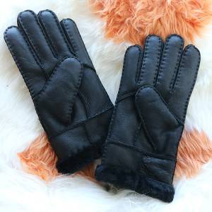 Pieces suede lambskin/sheepskin gloves characteristic leather belt