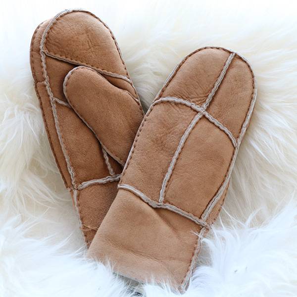 Patch suede sheepskin mittens Featured Image