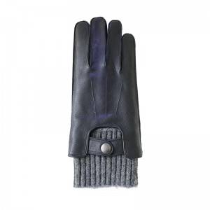 Stylish classical deerskin gloves with fleece cuff