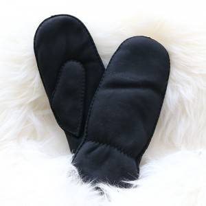 Handmade 100% genuine lambskin ladies mittens with elastic