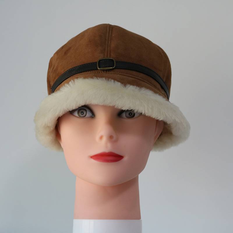 ladies sheepskin cloche hats feature a leather belt Featured Image