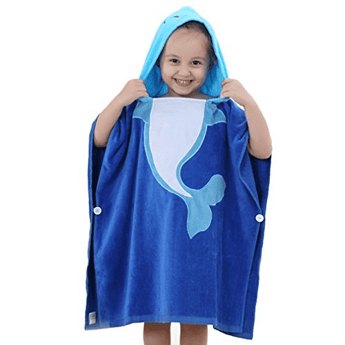 China suppler microfiber lovely children animal printed hooded beach surf poncho towel