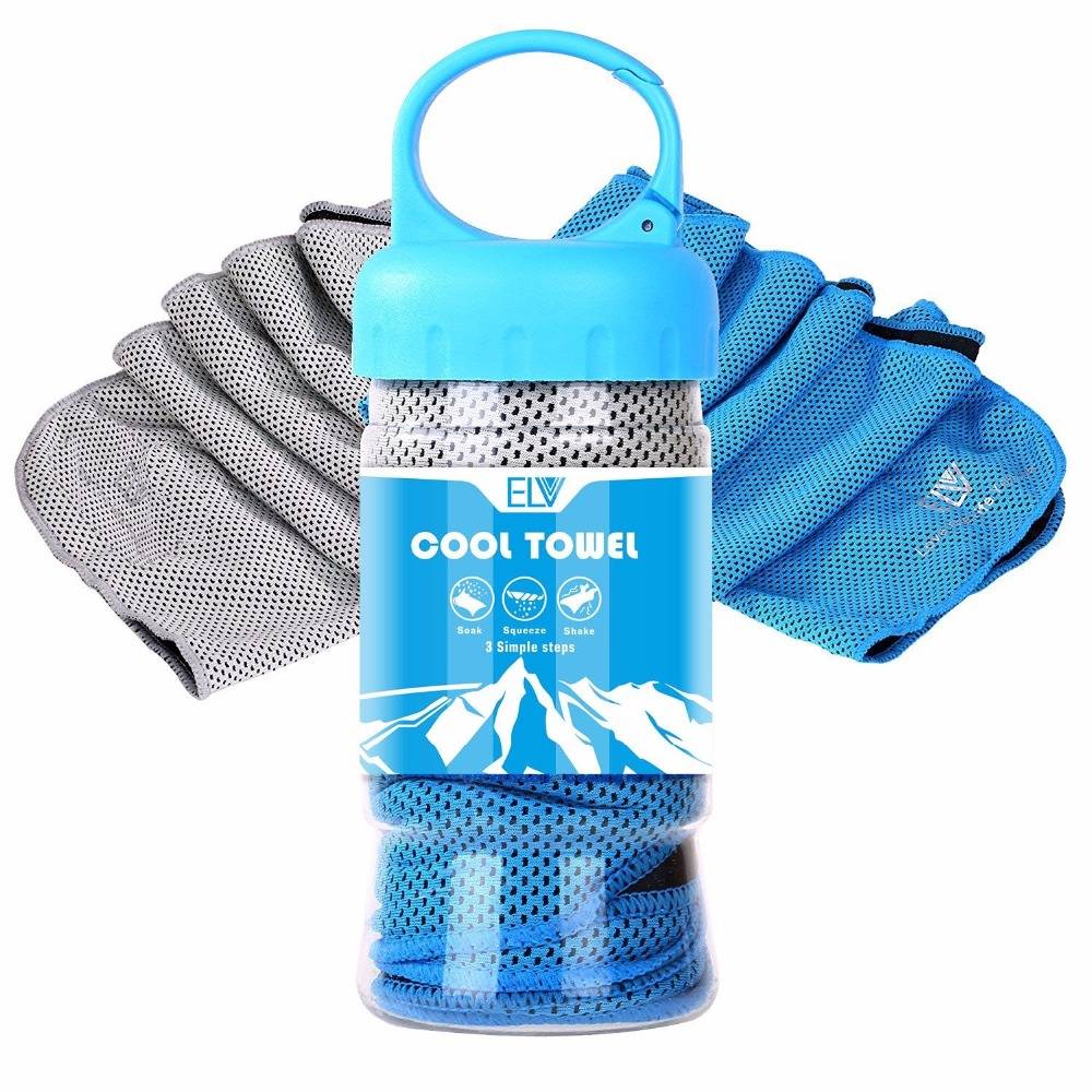 High quality grey blue microfiber sport towel with tube magic pva ice cool towel