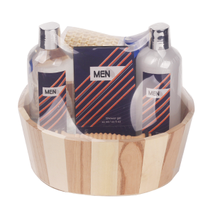 Wooden Bucket Natural Men Spa Bathing Collection