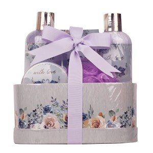 Bath Gift Basket Set for Women Relaxing at Home Spa Kit Scented with Lavender