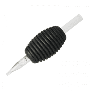 Black silicone thin thread disposable tattoo grip with transparent tips