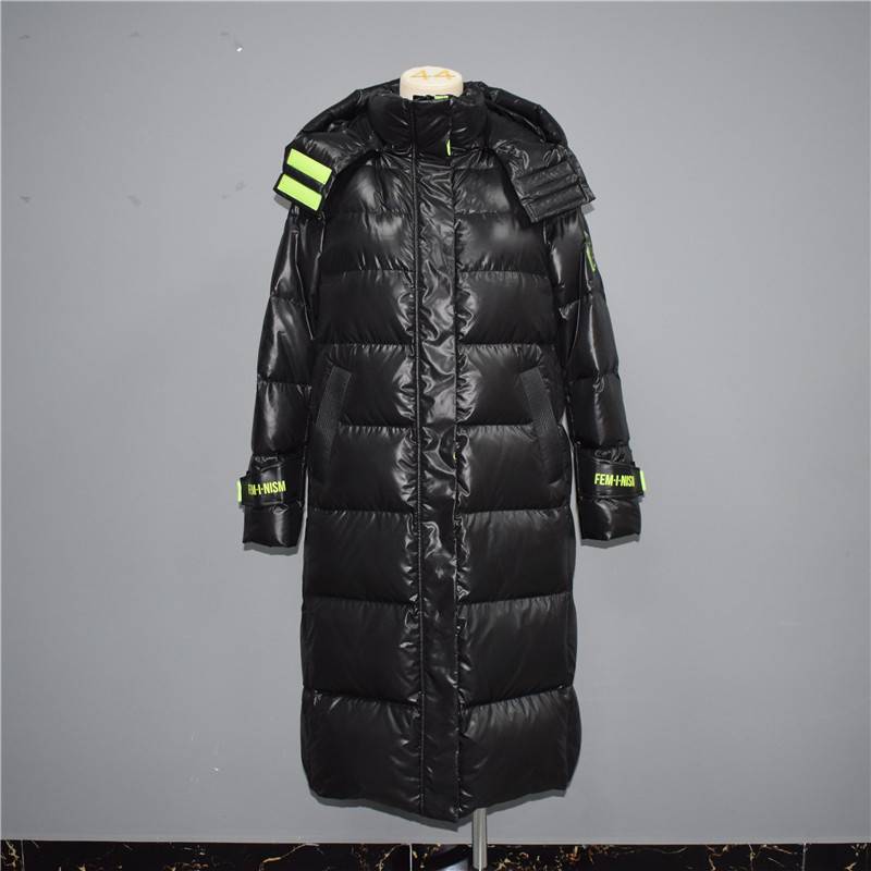 Women’s long over-the-knee fashion shiny down jacket, cotton jacket 001 Featured Image