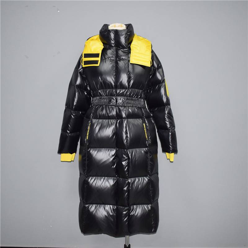 Women’s long over-the-knee fashion shiny down jacket, cotton jacket 002 Featured Image