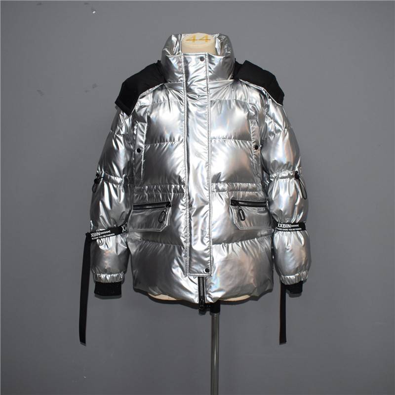 2021 autumn and winter women’s laser bright face trend short loose down jacket, cotton jacket 009