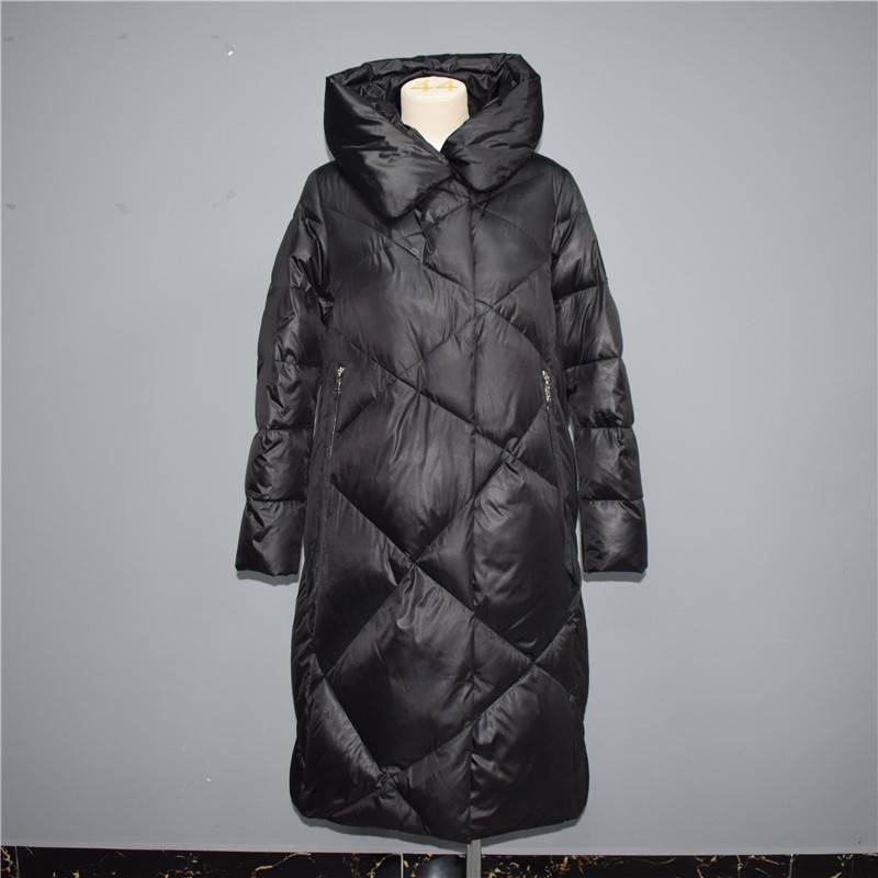 2021 autumn and winter new style diamond over the knee hooded long down jacket, cotton jacket 022
