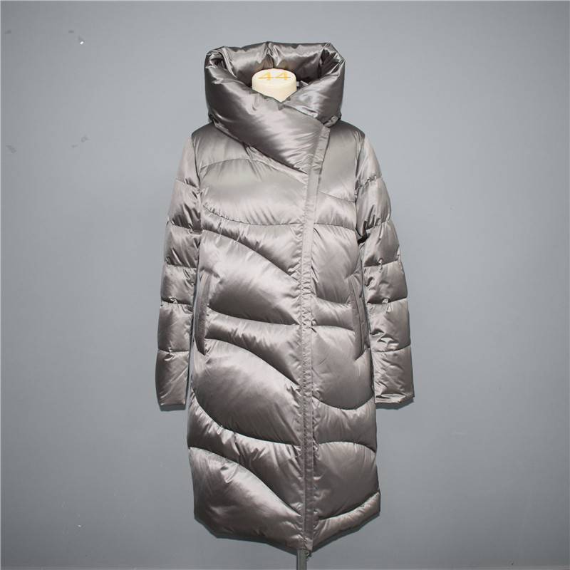 Autumn and winter new style women’s geometric pattern quilted long stand-up collar hooded down jacket, cotton jacket 076 Featured Image