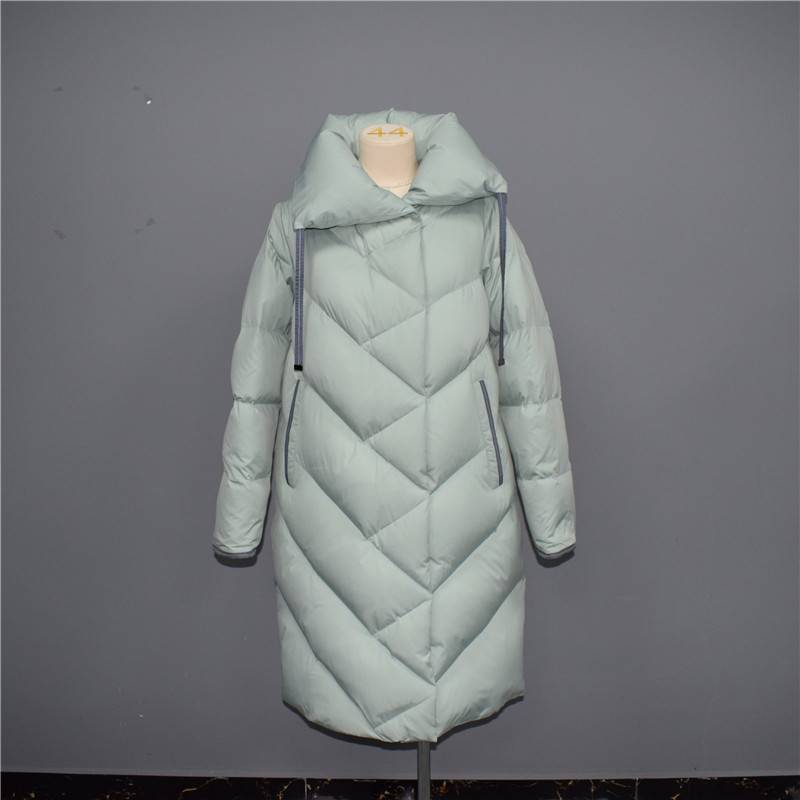 Autumn and winter new women’s diagonal quilted lapel capless warm down jacket, cotton jacket 030 Featured Image