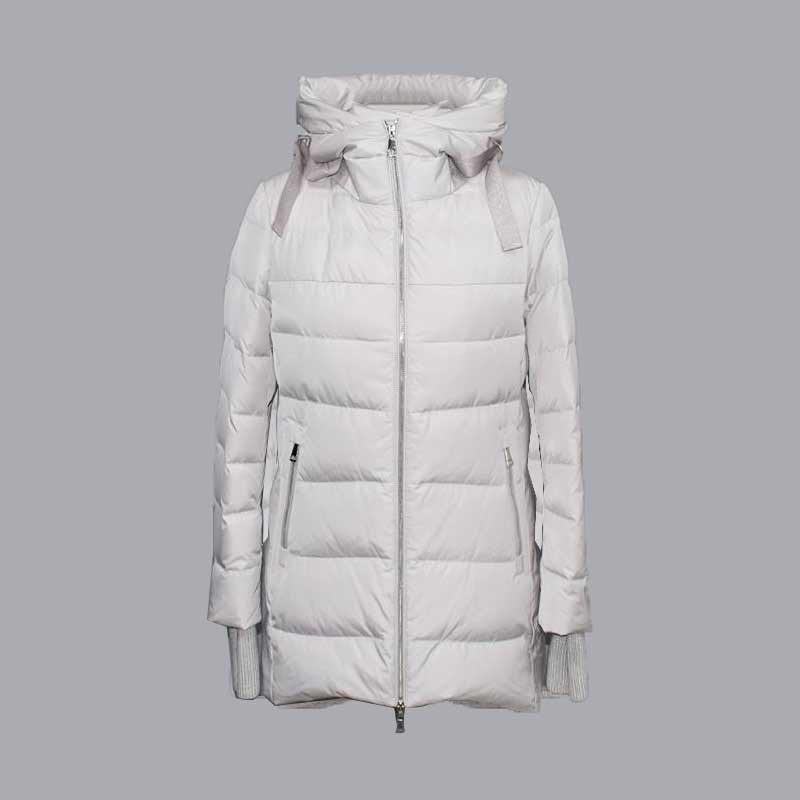 Autumn and winter women’s new hooded mid-length simple casual down jacket, cotton jacket 081 Featured Image
