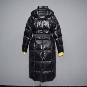 Women’s long over-the-knee fashion shiny down jacket, cotton jacket 002