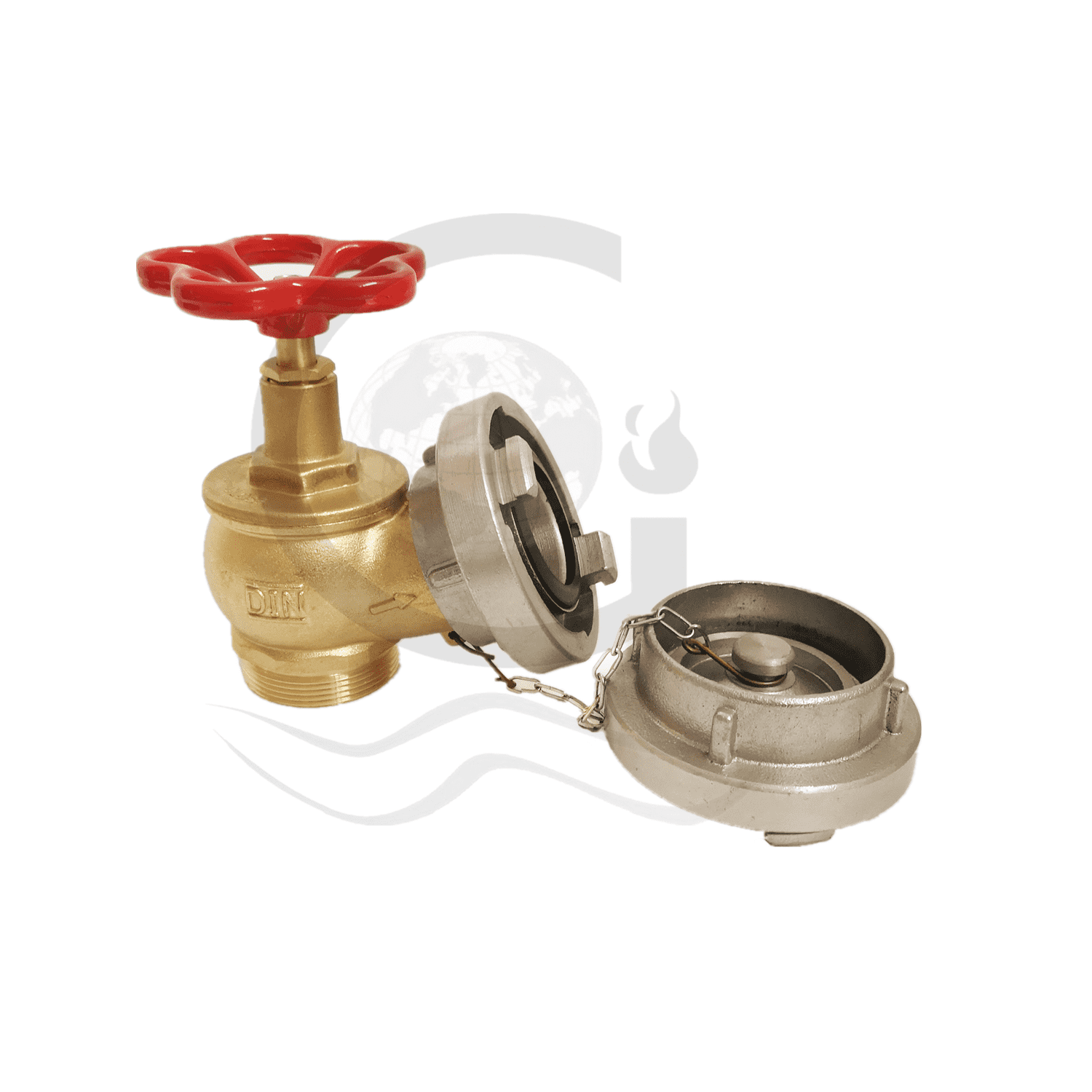 Din landing valve with storz adapter with cap Featured Image