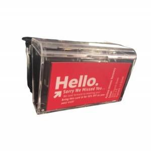 Single Pocket Acrylic Business Card Holder for Wall, Hinged, Outdoor, Fits 60, Clear