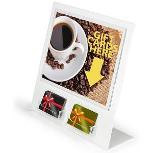 Workshop Series Gift Card Display, 2 Pockets & 11 x 8.5 Slide-in Sign Holder – White