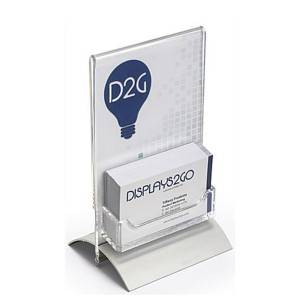 Workshop Series 4 x 6 Sign Holder, Business Card Compartment, Snap Base – Clear