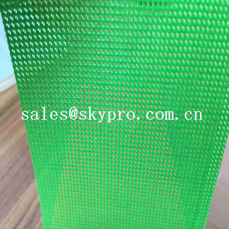Tear-Resistant Plastic Sheet Fabric Eyelet Woven Green PVC Coated Fabric Plastic Mesh Fabric Featured Image