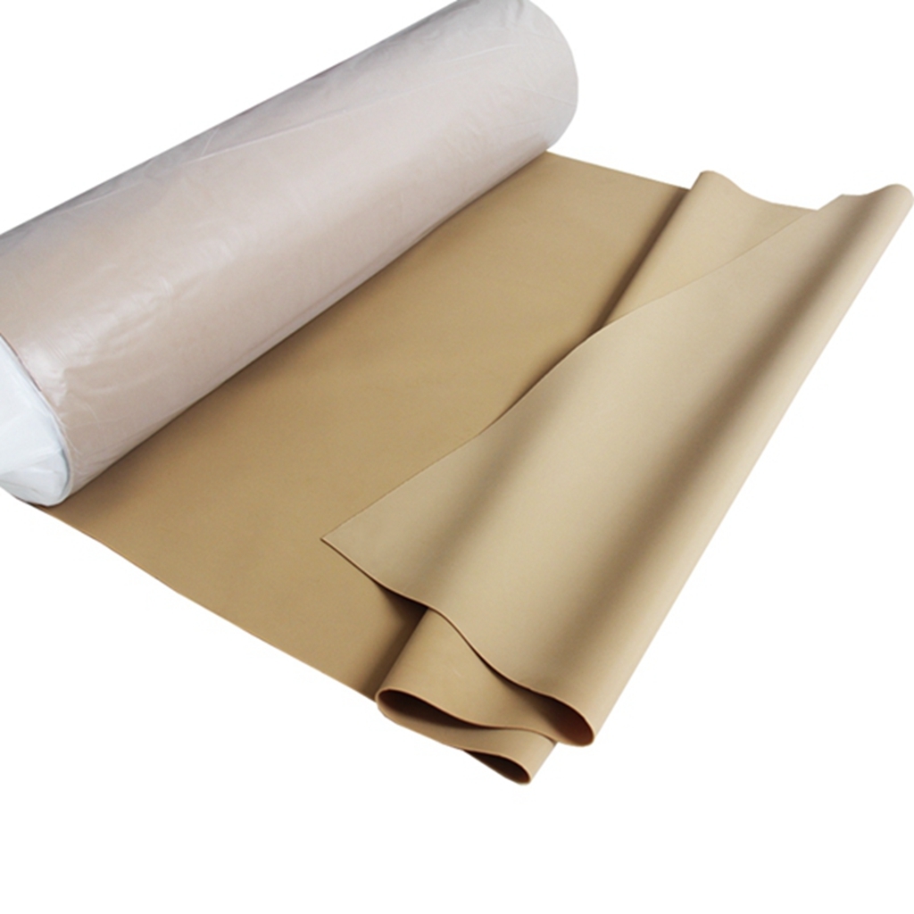 Tan color rubber sheet roll, high tensile strength, low duro