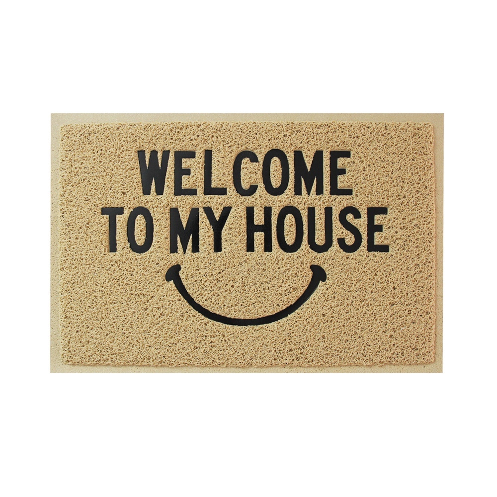Customized welcome smile face home pvc coil joint door mat